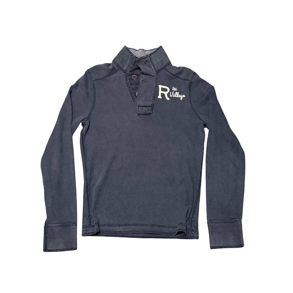 Ruehl No 925 Mens Mock Neck Henley Pullover Navy Blue Long Sleeve Size M